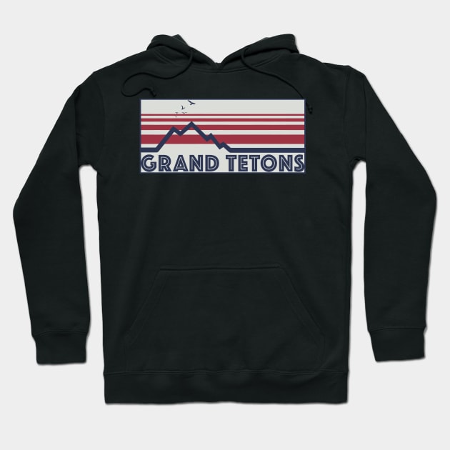 Grand Tetons Retro Style Hoodie by zsonn